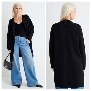 J.Crew Juliette Black Merino Wool Knit Open-Front Cardigan Sweater Blazer